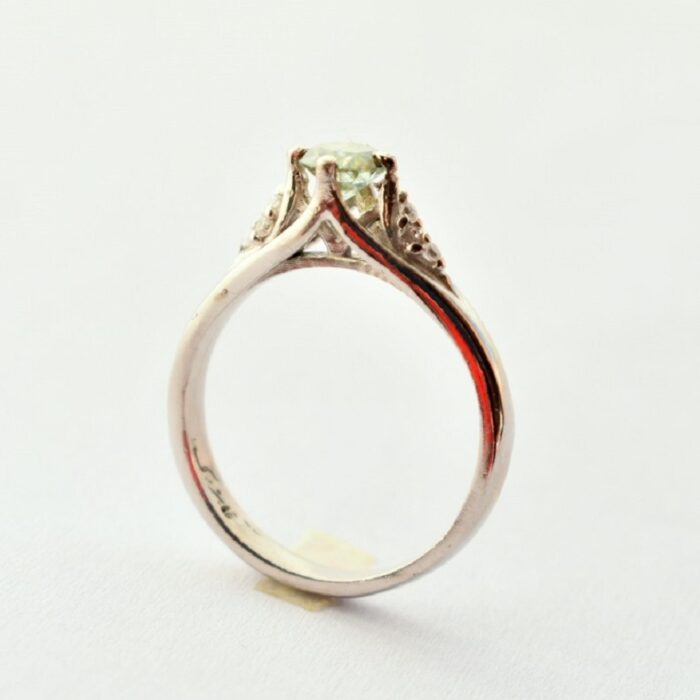 انگشتر نقره زنانه نگین موزانایت زیبا نقره 925 آبکاری طلاسفید آقابزرگ کد 636 - Image 6