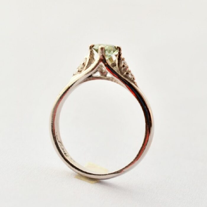 انگشتر نقره زنانه نگین موزانایت زیبا نقره 925 آبکاری طلاسفید آقابزرگ کد 636 - Image 7