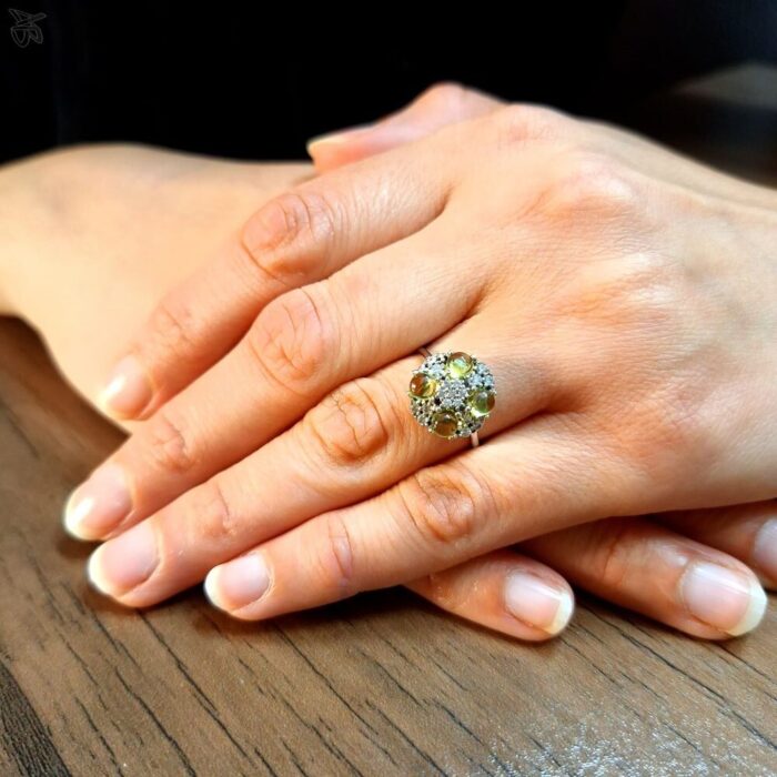 انگشتر نقره زنانه زبرجد اصل چهار نگین عیار 925 آقابزرگ کد 638 - Image 3