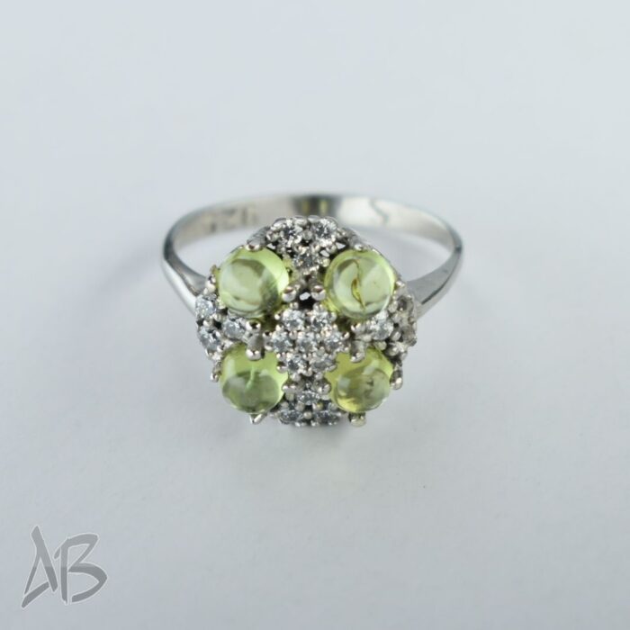 انگشتر نقره زنانه زبرجد اصل چهار نگین عیار 925 آقابزرگ کد 638 - Image 4