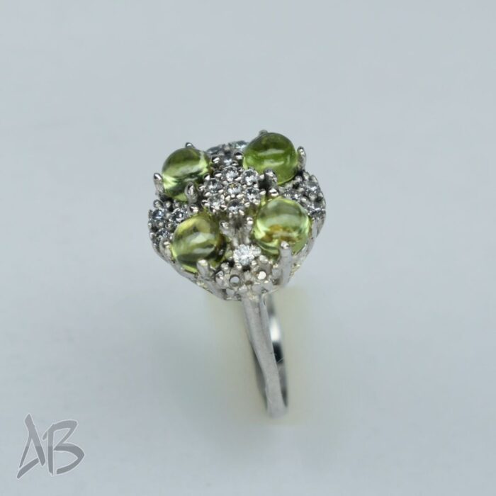 انگشتر نقره زنانه زبرجد اصل چهار نگین عیار 925 آقابزرگ کد 638 - Image 5