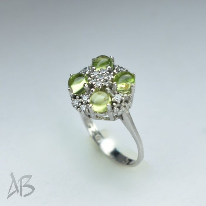 انگشتر نقره زنانه زبرجد اصل چهار نگین عیار 925 آقابزرگ کد 638 - Image 6