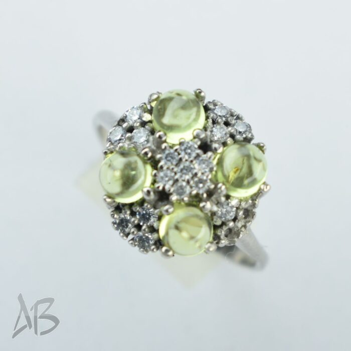 انگشتر نقره زنانه زبرجد اصل چهار نگین عیار 925 آقابزرگ کد 638 - Image 7