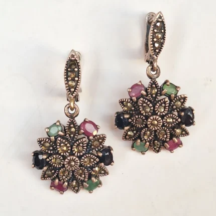 گوشواره نقره سیاه قلم