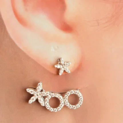 گوشواره نقره طرح گل‌گوش