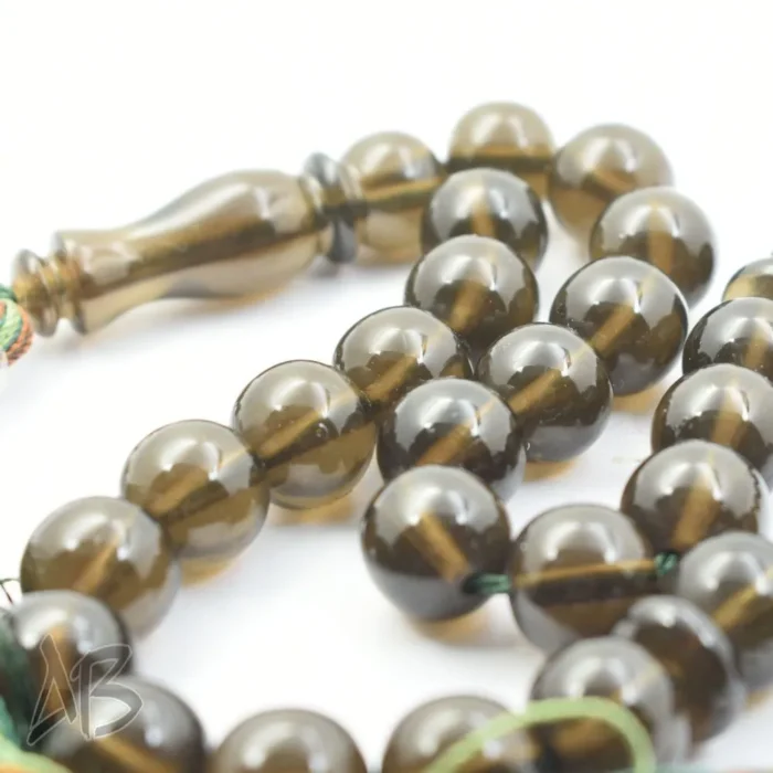 تسبیح سندلوس اصل بودار گرد قهوه‌ای نفتی 33 دانه کد 707 - Image 5