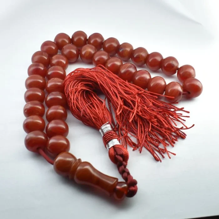 تسبیح کهربای 33 دانه خوش نقش و خوش رنگ کد 1020 آقابزرگ - Image 3