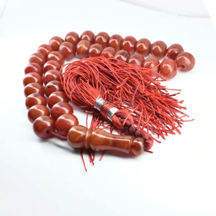 تسبیح کهربای 33 دانه خوش نقش و خوش رنگ کد 1020 آقابزرگ - Image 4