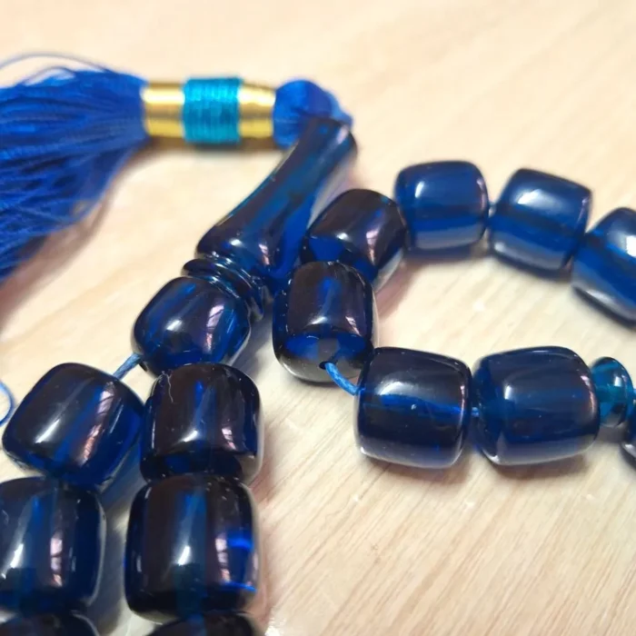 تسبیح سندلوس 33 دانه بودار تراش استوانه ای از شمش بسیار کمیاب آلمانی (تراش هنگ کنگ) کد 1029 آقابزرگ - Image 5