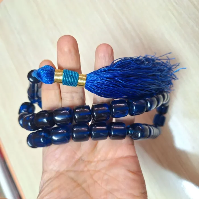 تسبیح سندلوس 33 دانه بودار تراش استوانه ای از شمش بسیار کمیاب آلمانی (تراش هنگ کنگ) کد 1029 آقابزرگ - Image 8