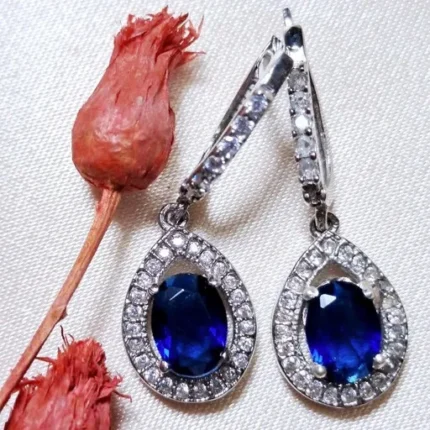 گوشواره نقره با نگين سنتتيك