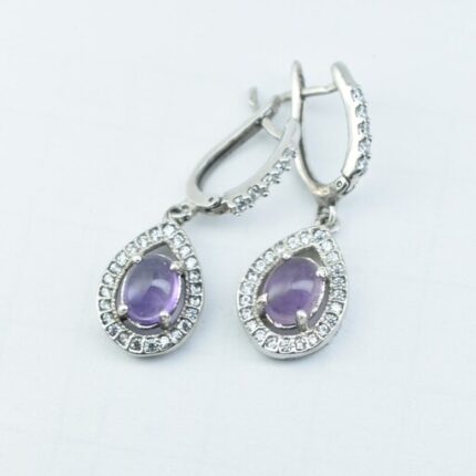 گوشواره نقره با نگين آمتيست