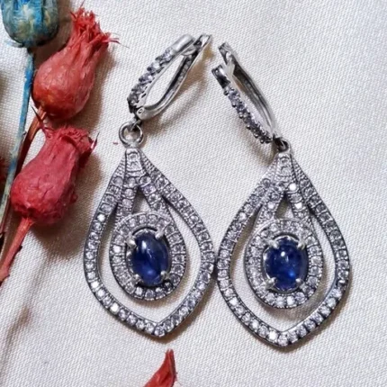 گوشواره نقره با نگين ياقوت