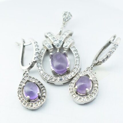 نیم ست نقره نگین آمتیست (آماتیس)