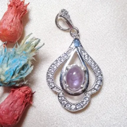 گردنبند نقره نگین آماتیس اصل (آمتیست) بنفش