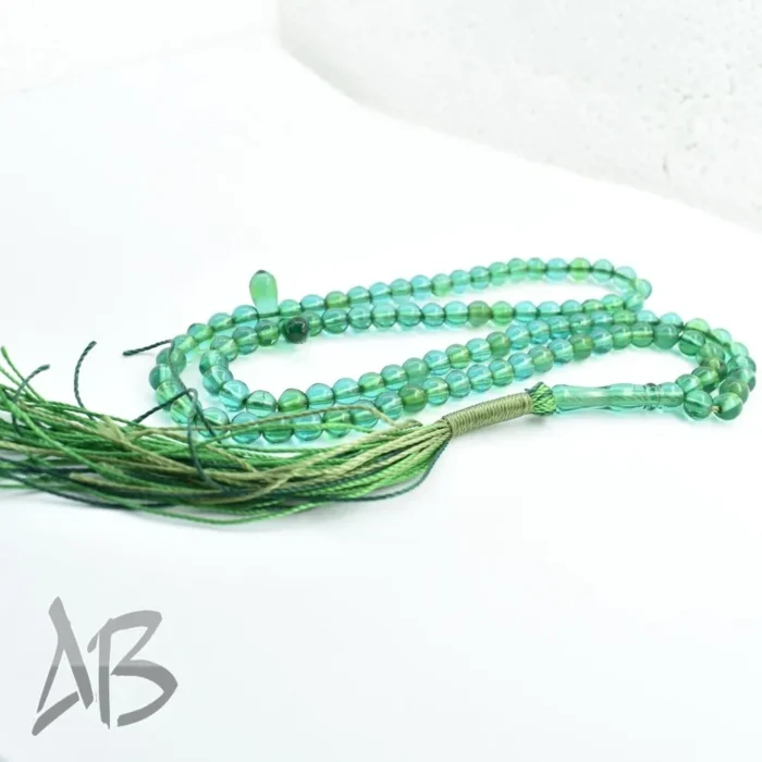 تسبیح سندلوس 100 دانه (101 دانه) کد 1058 بودار گرد ریز سندانی سبزرنگ - Image 6