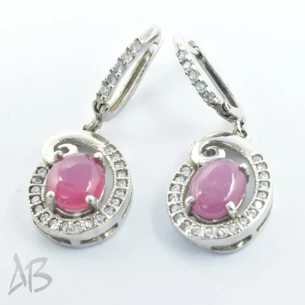 گوشواره نقره با نگين ياقوت سرخ