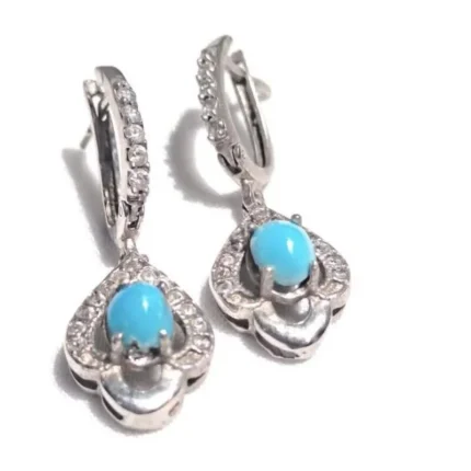 گوشواره نقره با نگین فیروزه نیشابور