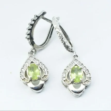 گوشواره نقره با نگین زبرجد اصل