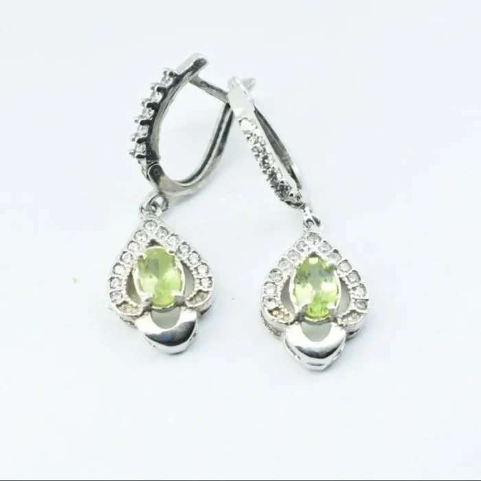 گوشواره نقره با سنگ زبرجد اصل آقابزرگ کد G132 - Image 4