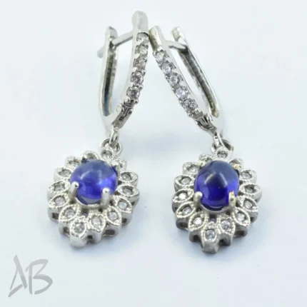 گوشواره نقره با نگين ياقوت کبود