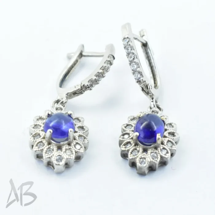 گوشواره نقره یاقوت کبود اصل عیار 925 آبکاری رودیوم آقابزرگ کد G133 - Image 5