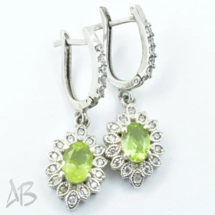 گوشواره نقره با نگين زبرجد