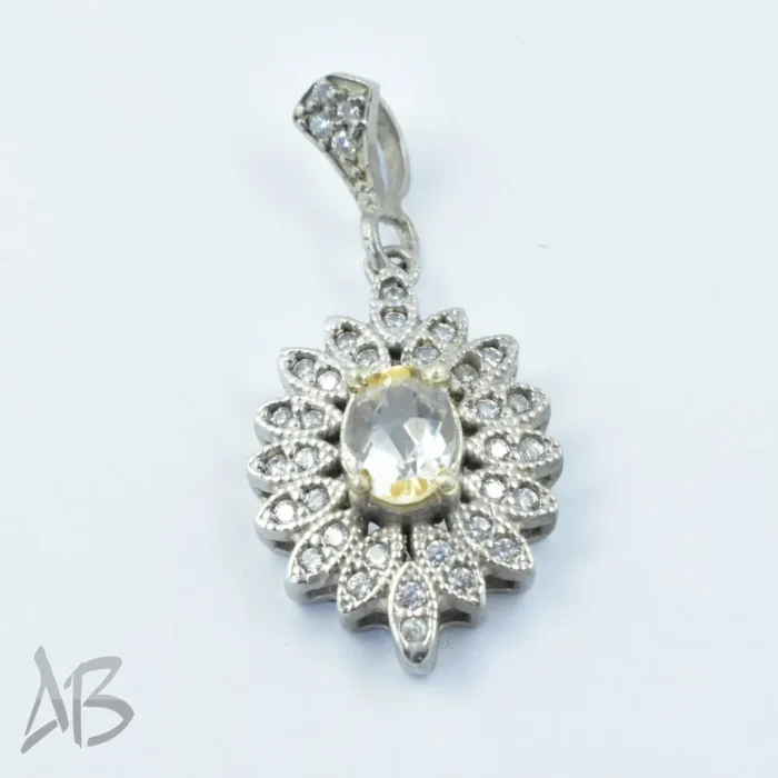 گردنبند یا مدالی نقره سیترین اصل برلیان کات آقابزرگ کد Med13 - Image 9