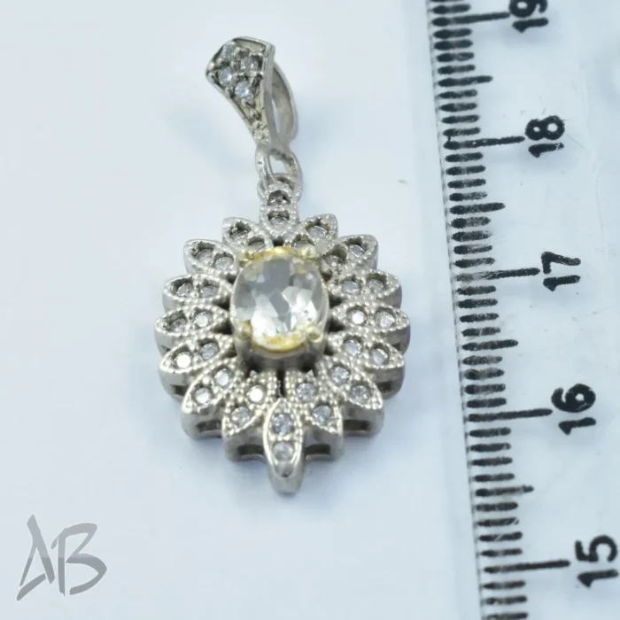 گردنبند یا مدالی نقره سیترین اصل برلیان کات آقابزرگ کد Med13 - Image 8