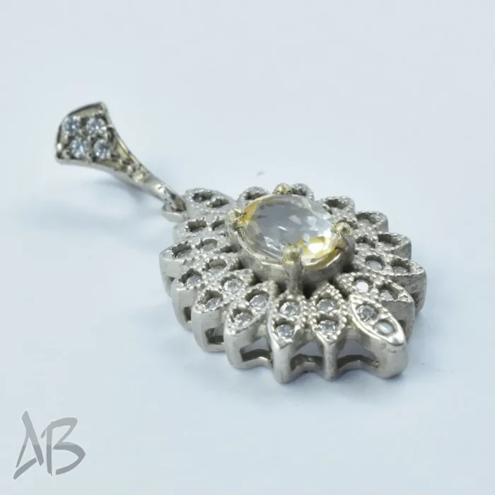 گردنبند یا مدالی نقره سیترین اصل برلیان کات آقابزرگ کد Med13 - Image 7