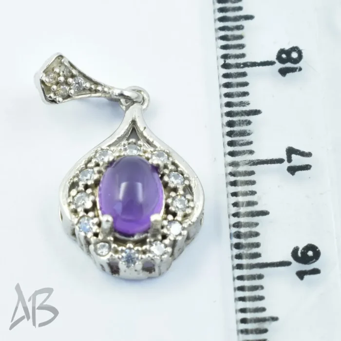 گردنبند یا مدالی نقره زنانه با نگین آماتیس یا آمتیست بنفش خوشرنگ اصل عیار 925 آقابزرگ کد Med19 - Image 3