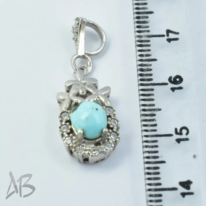 گردنبند نقره فیروزه نیشابوری زنانه آبکاری طلا سفید (رودیوم) آقابزرگ کد Med41 - Image 10