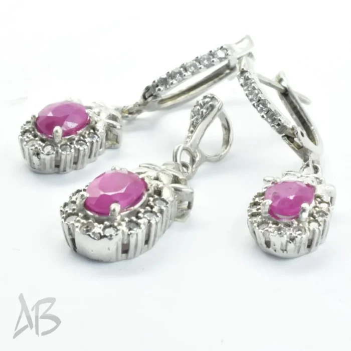 نیم ست نقره نگین یاقوت صورتی اصل آقابزرگ کد Med48 - Image 4