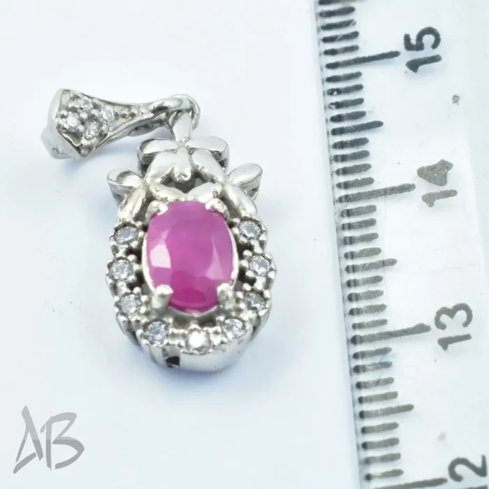 گردنبند یا گردن آویز نقره نگین یاقوت صورتی آقابزرگ کد Med55 - Image 5