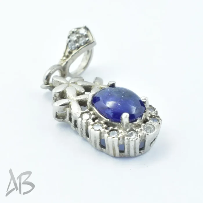 گردنبند یا مدالی نقره نگین یاقوت کبود آقابزرگ کد Med57 - Image 6