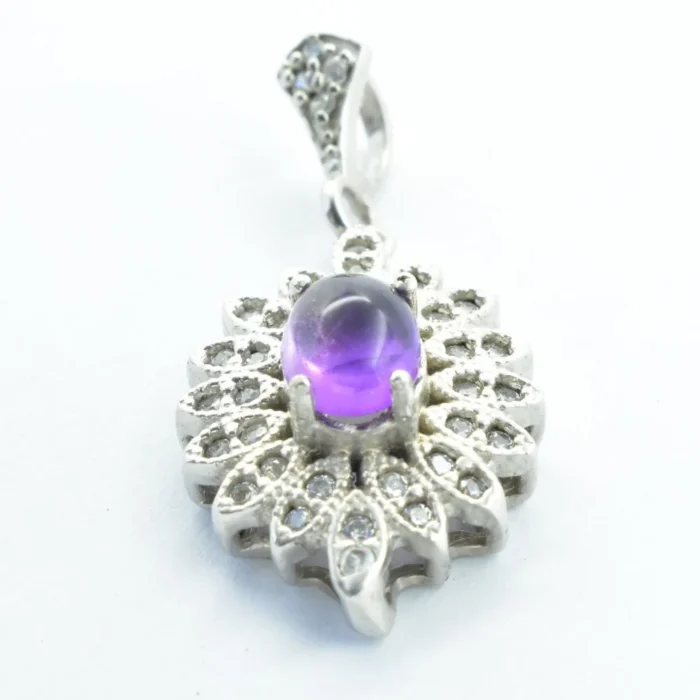 گردنبند مدالی نقره آمتیست (آماتیست) اصل آقابزرگ کد Med62 - Image 4