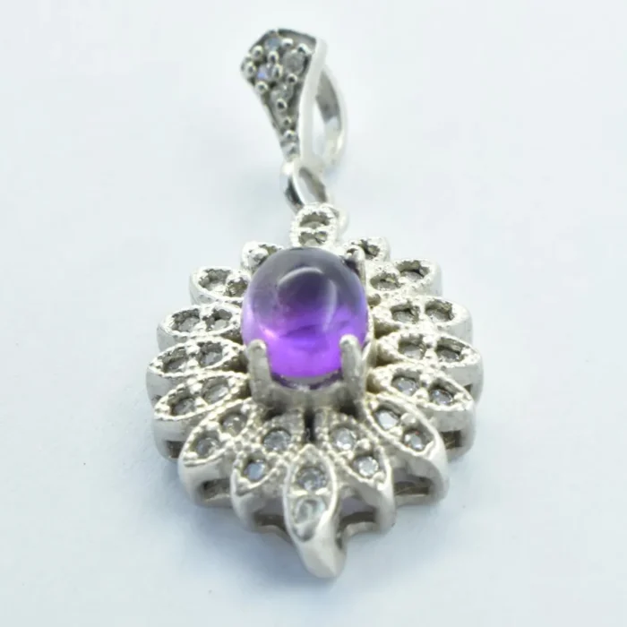 گردنبند مدالی نقره آمتیست (آماتیست) اصل آقابزرگ کد Med62 - Image 5