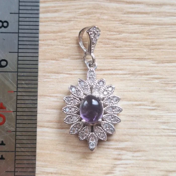 گردنبند مدالی نقره آمتیست (آماتیست) اصل آقابزرگ کد Med62 - Image 6