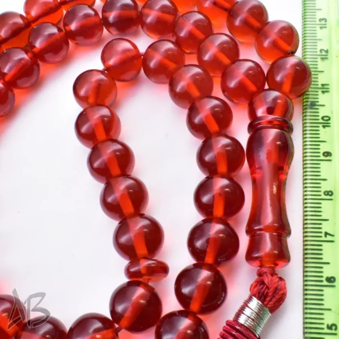 تسبیح سندلوس 55 دانه اصل بودار کد 1086 تراش گرد قرمز آقابزرگ - Image 4