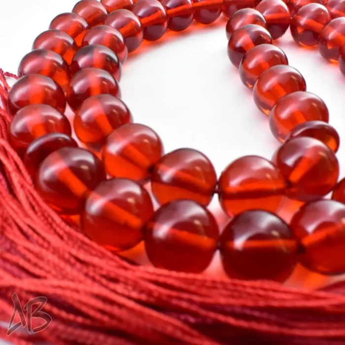 تسبیح سندلوس 55 دانه اصل بودار کد 1086 تراش گرد قرمز آقابزرگ - Image 5