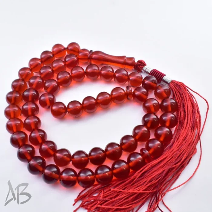 تسبیح سندلوس 55 دانه اصل بودار کد 1086 تراش گرد قرمز آقابزرگ - Image 8