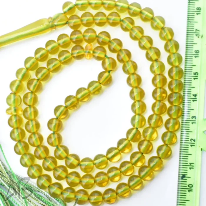 تسبیح سندلوس 100 دانه (101 دانه) زرد تیره کد 1092 بودار گرد آقابزرگ - Image 3