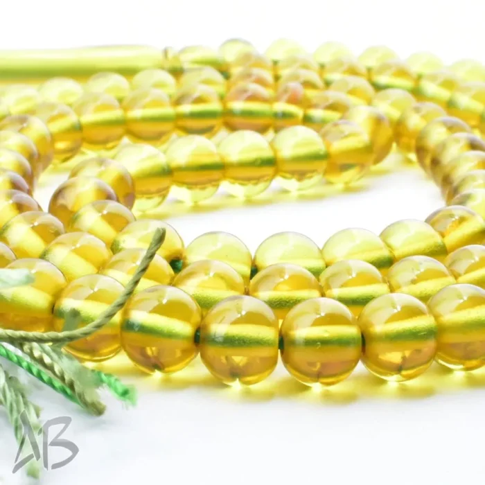 تسبیح سندلوس 100 دانه (101 دانه) زرد تیره کد 1092 بودار گرد آقابزرگ - Image 4