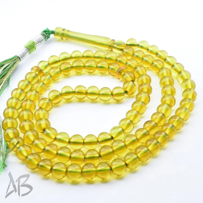 تسبیح سندلوس 100 دانه (101 دانه) زرد تیره کد 1092 بودار گرد آقابزرگ - Image 6