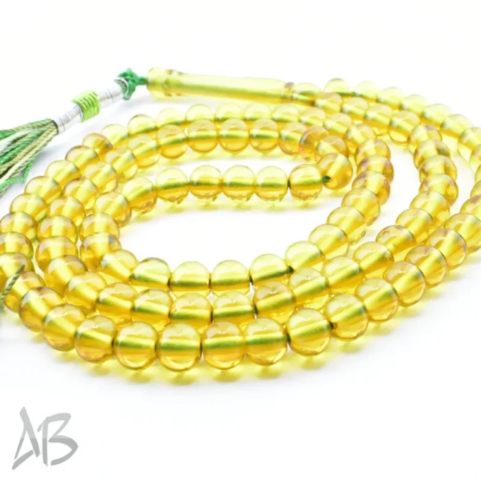 تسبیح سندلوس 100 دانه (101 دانه) زرد تیره کد 1092 بودار گرد آقابزرگ - Image 7