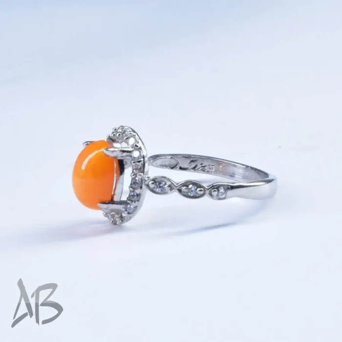 انگشتر نقره زنانه گندمی عیار 925 با نگین اپال خوشرنگ، کد 644 - Image 5