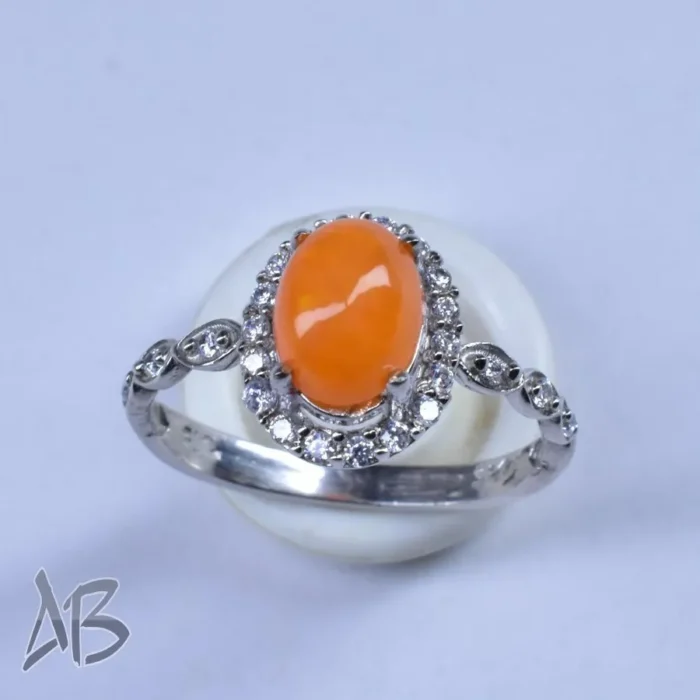 انگشتر نقره زنانه گندمی عیار 925 با نگین اپال خوشرنگ، کد 644 - Image 7