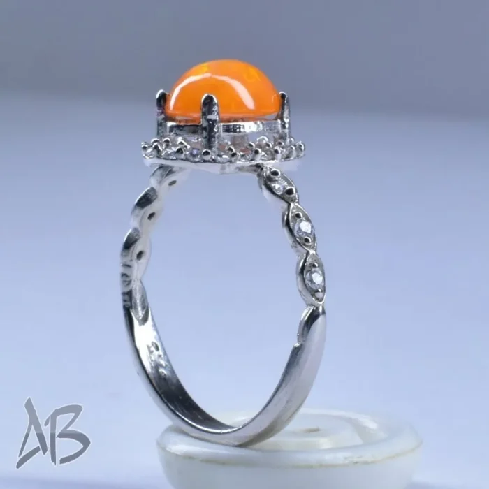 انگشتر نقره زنانه گندمی عیار 925 با نگین اپال خوشرنگ، کد 644 - Image 3