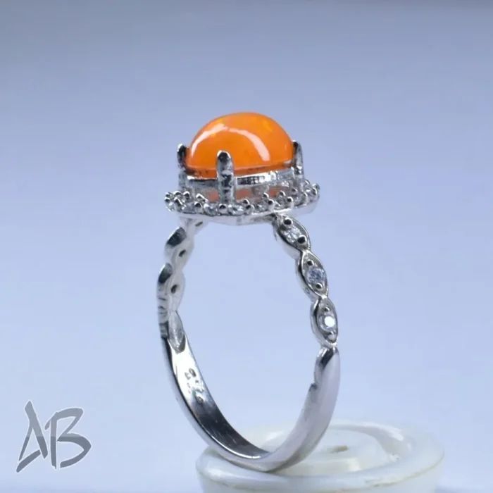 انگشتر نقره زنانه گندمی عیار 925 با نگین اپال خوشرنگ، کد 644 - Image 4