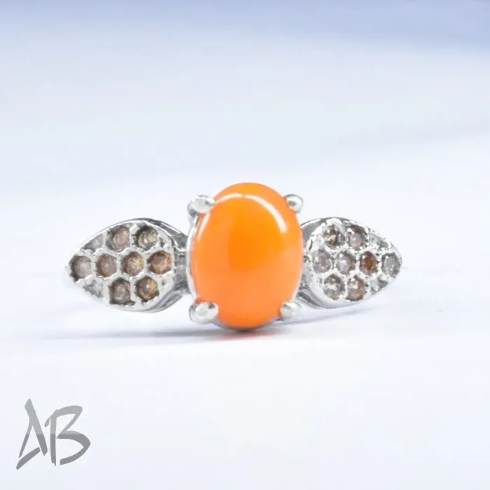 انگشتر نقره زنانه اصل با نگین اپال و پوشش رودیوم، کد 645 - Image 4